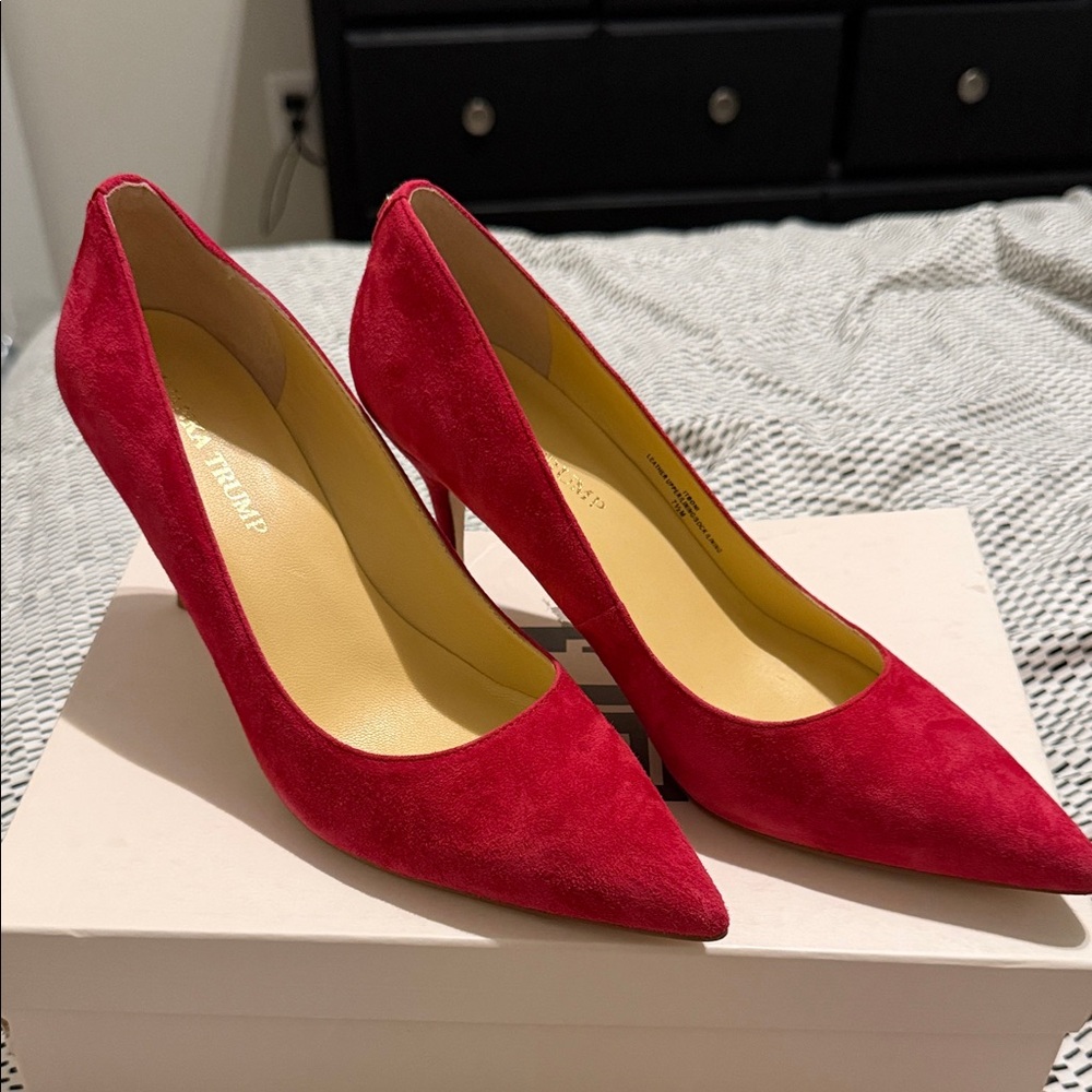 Ivanka Trump Red Suede Pointed-Toe Pumps